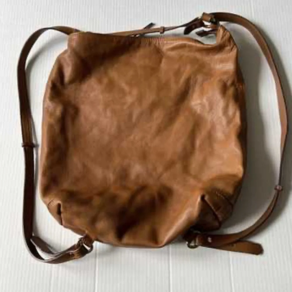 Zara Women’s Vintage Camel Brown Leather Backpack